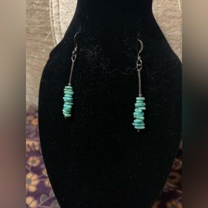 Turquoise chip dangle earrings